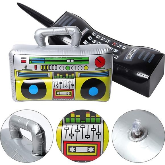 5Pcs Inflatable Rock Star Party Favor, Inflatable Boom Box Mobile Phone Guitar - Picture 4 of 5